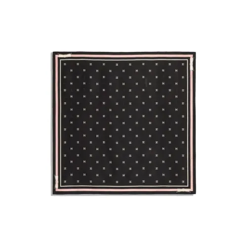 CHANEL Knit Scarves Unisex Black