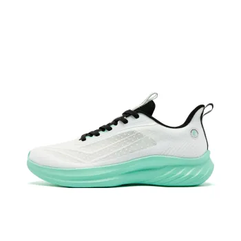 QIAODAN Cushioned Slip Resistant Abrasion Resistant Low Top Casual Running Shoes Men's White Green