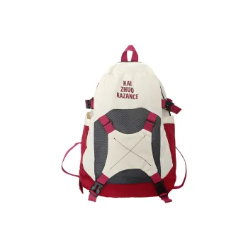 Travel Nylon Backpack Regular Unisex Red/Purple/Green
