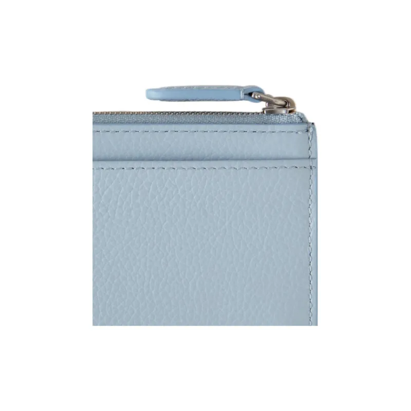 Mulberry Small-Grained Leather Patchwork Soft Cow Leather Card Holder Women's Poplin Blue-3