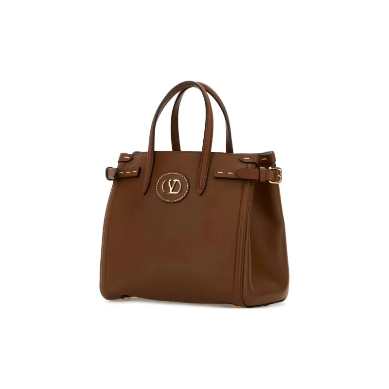 Valentino Calfskin Tote Bag, Shopping Bag, Shoulder Bag, Handbag Women's Brown-1
