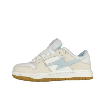 BKAE Anti Slip And Wear Resistant Lightweight Low Top Skateboard Shoes Unisex White Blue