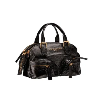 DIOR Cow Leather Bowling Bag, Handbag Trumpets Women's Black