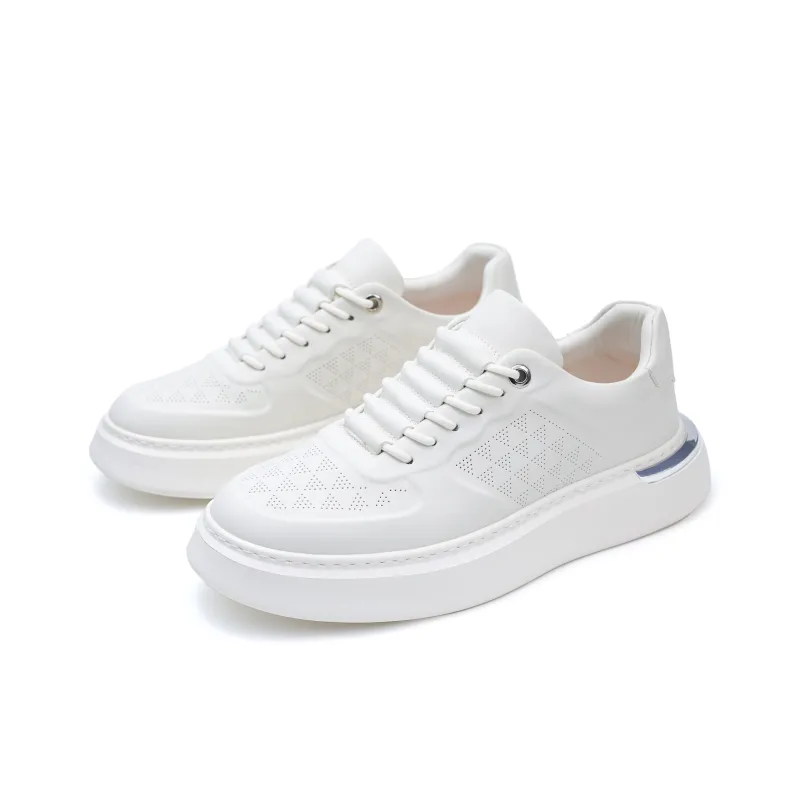 Rummaden Anti Slip Wear Resistant Lightweight Breathable Low Top Skateboard Shoes Men's White-1