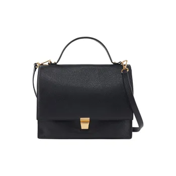 COCCINELLE Cow Leather Doctor Bag Shoulder Bag Handbag Crossbody Bag Large Size Women's Black