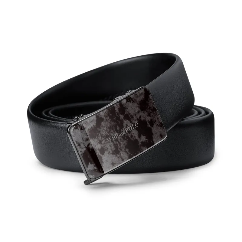 WilliamPOLO Split Cow Leather Belts Men's Blue/Black 3.5cm Width-2