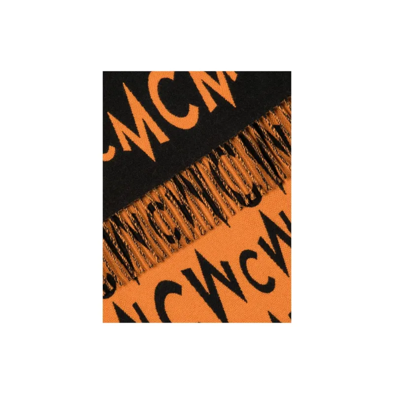 MCM Knit Scarves Unisex Black/Orange-4