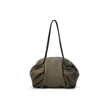 Wow Indo Fabric Shoulder Bag Medium Size Unisex Moss Green