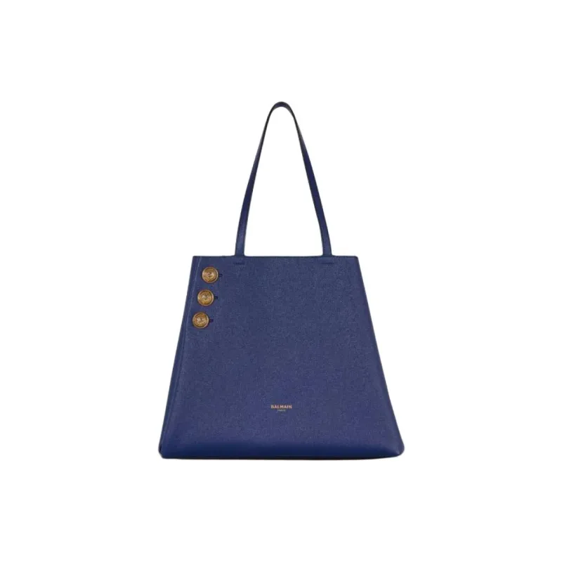 BALMAIN Grained Calfskin Tote Bag Shopping Bag Shoulder Bags Women's Marine Blue-1