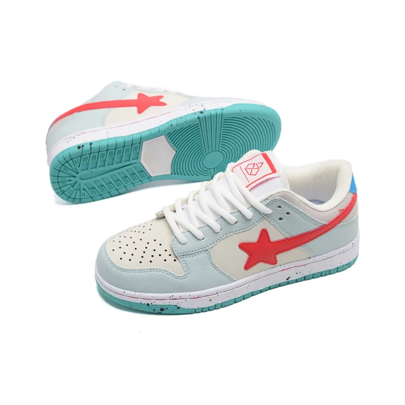 Teddy Bear Collection Coverage Slip Resistant, Abrasion Resistant, Lightweight Low Top Skateboard Shoes Unisex Cyan Red-6
