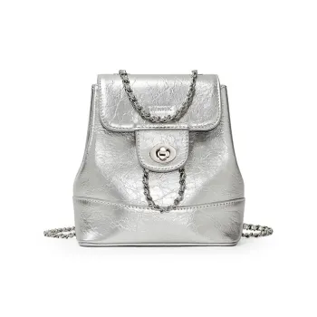 Teenmix Cow Leather With Synthetic Leather Backpack Women's Black/Space Silver