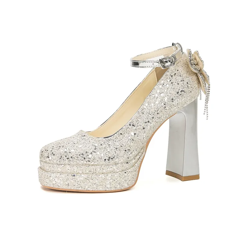 Bamiti Chunky Heel High Heels 11cm Women's-6