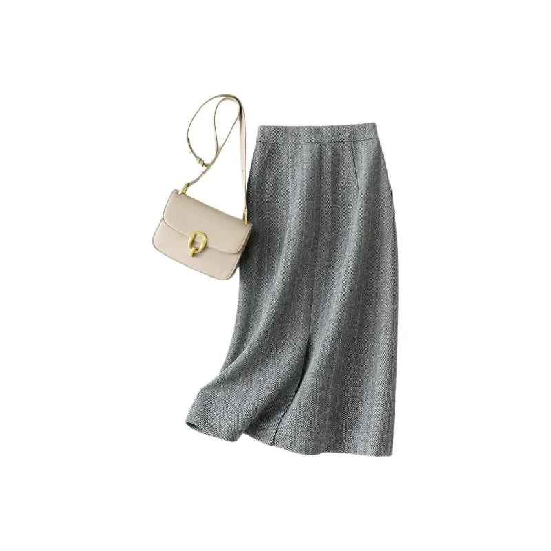 IHIMI Casual Long Skirt Women's Dark Heather Gray-2