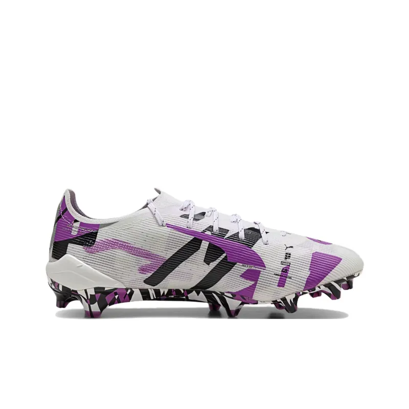 PUMA Ultra 5 FG Rubber Long Studs Anti Slip Wear Resistant Soccer Shoes Men's Gray White-1