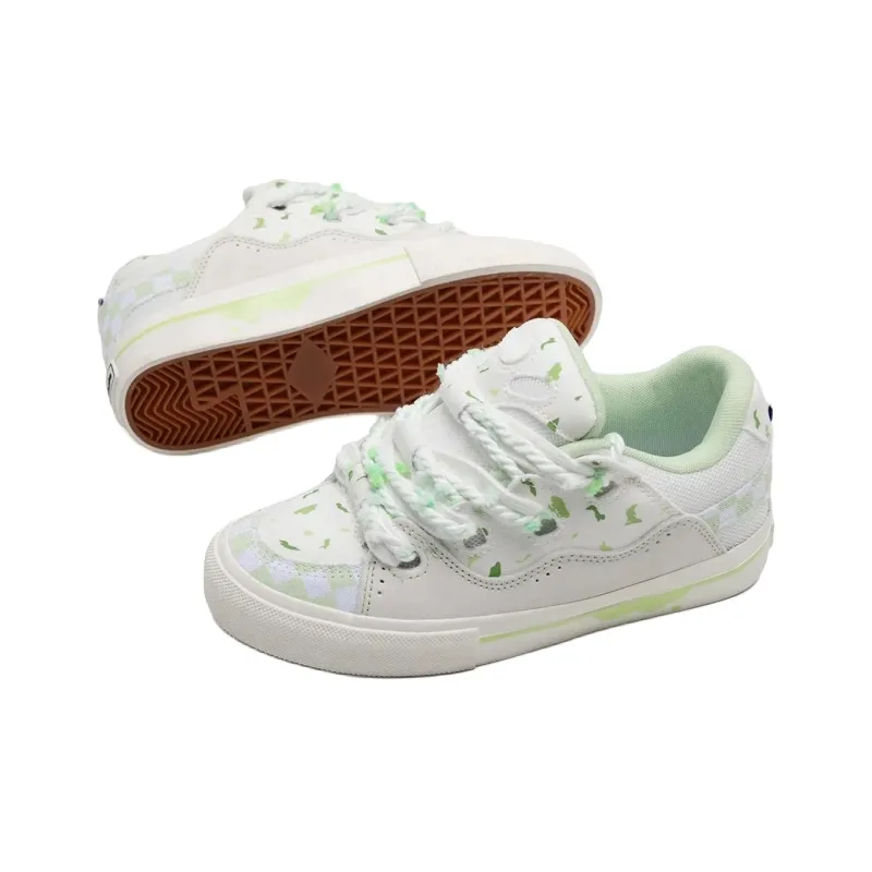 T628 Classic Vintage Puffy Shoes Abrasion Resistant Lightweight Slip Resistant Low Top Skateboard Shoes Women's-9