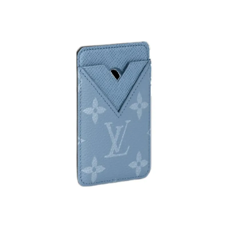 LOUIS VUITTON Monogram Canvas With Taiga Cow Leather Card Holder Men's Blue-1