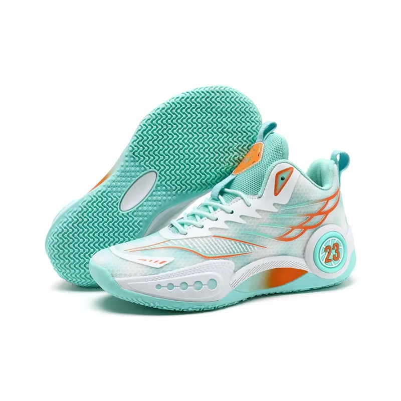 Kuding Basketball Shoes Unisex High Top Blue/Green/Pink-10