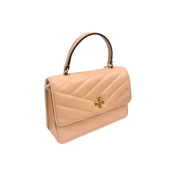 TORY BURCH Kira Chevron Mini Top Handle Chain Wallet Apricot