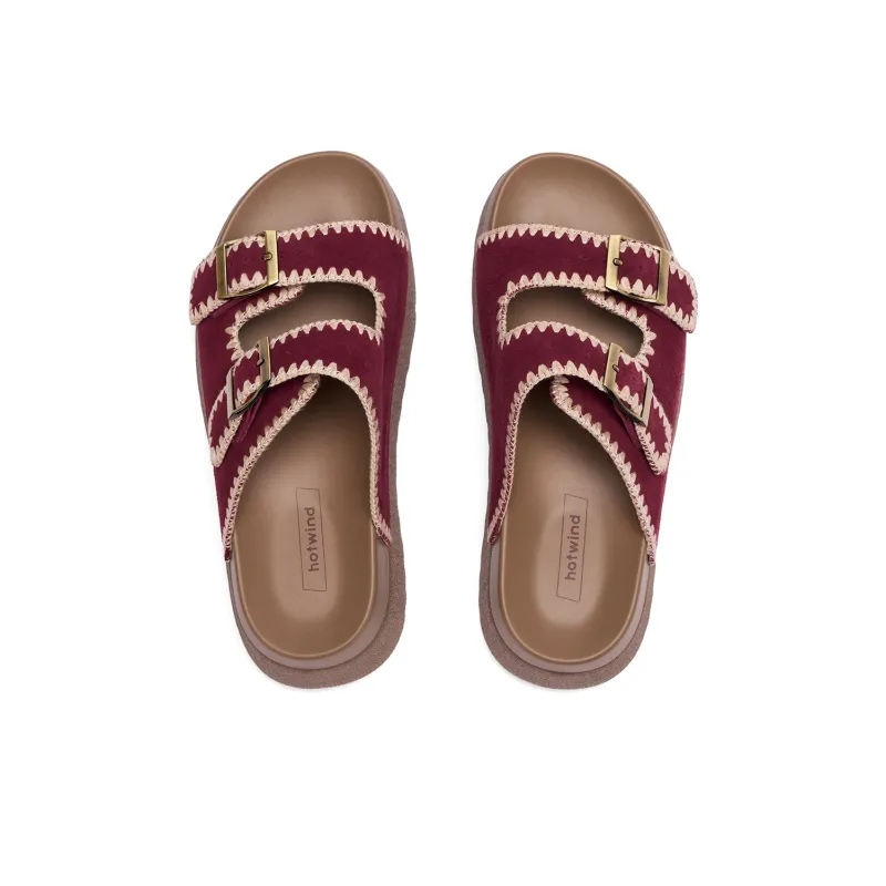 Hotwind Biscuit Boken Collection Slip Resistant Abrasion Resistant Slide Slippers Women's-16