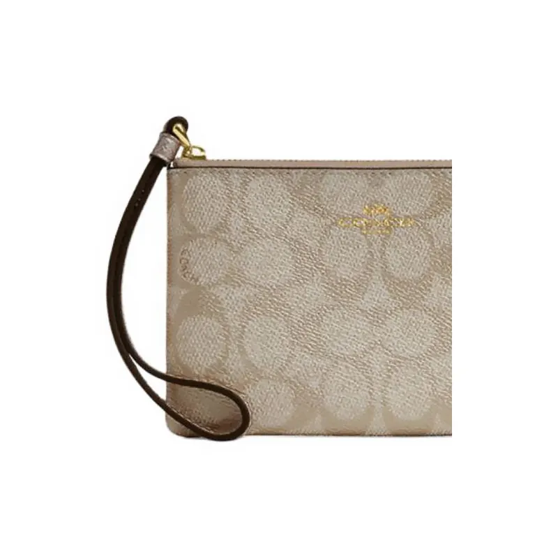 COACH Artificial Leather Clutch Small Size Women's Champagne-3