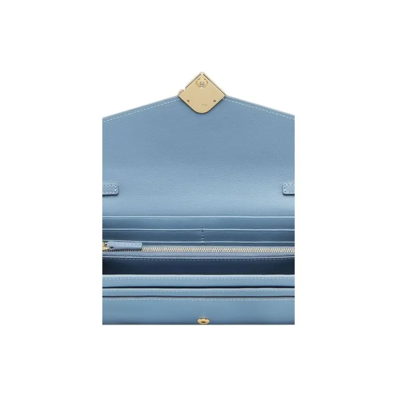 FENDI FF Diamonds Series Calfskin One Shoulder Wallet Women's Light Blue-4