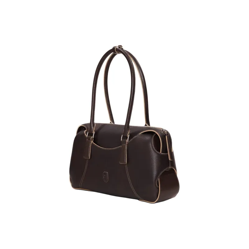 KUNOGIGI Cow Leather Shoulder Bag Large Size Women's Sandy Brown With A Brushstroke Effect-0
