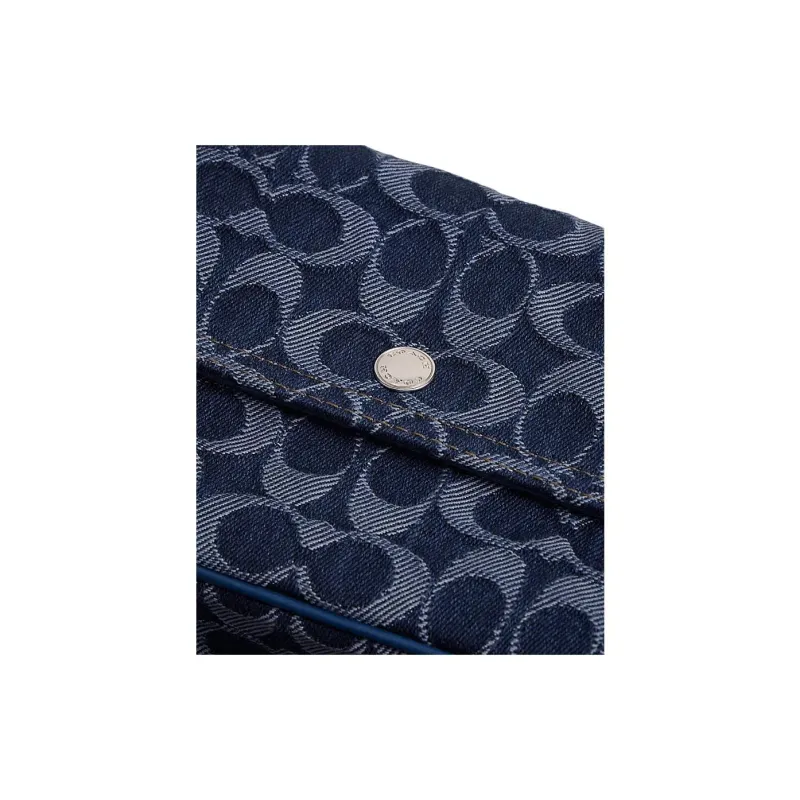 COACH Brook Flap Fabric Handbag, Shoulder Bag Women's Blue-5