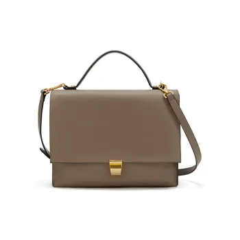 COCCINELLE Cow Leather Doctor Bag Crossbody One Shoulder Handbag Large Size Unisex Light Gray