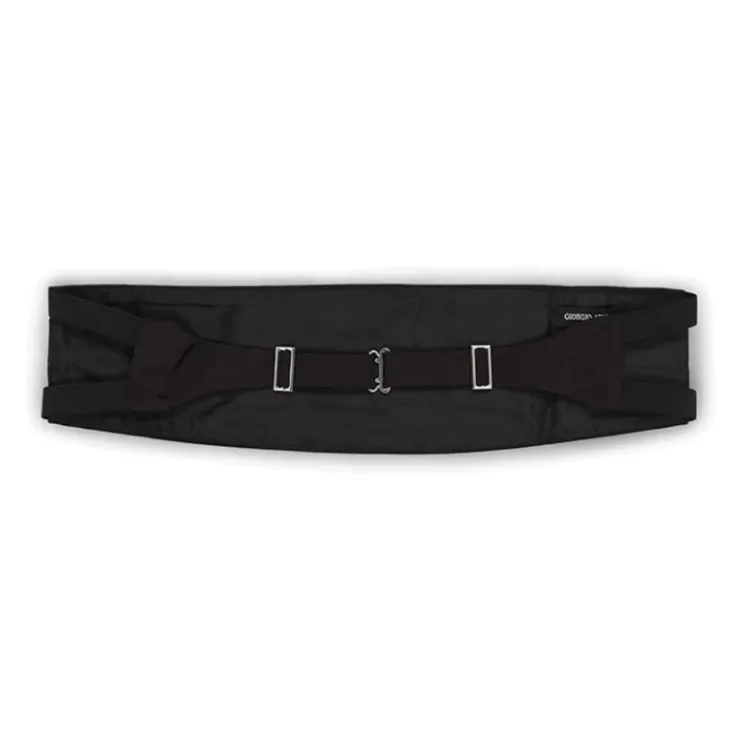 AMANI Mulberry Silk Acetate Fiber Cupro Belt Men's Black 12cm Wide-1