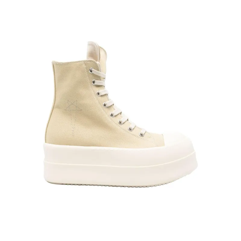 Rick Owens DRKSHDW Hollywood High Top Canvas Shoes Women's Beige-1