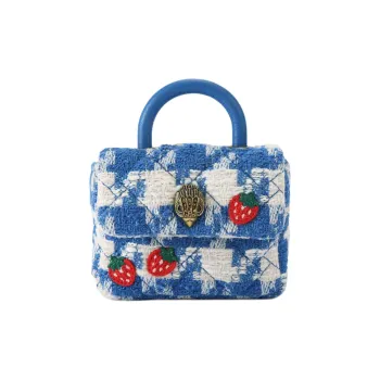 Kurt Geiger London Kensington Fabric Shoulder Bag Crossbody Bag Handbag Micro Women's Blue & White