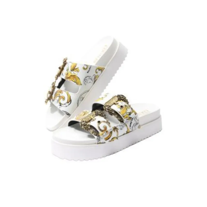 VERSACE JEANS Rubber Sole Slide Slippers Women's White-2