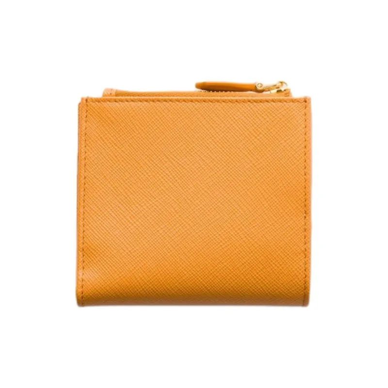 PRADA Saffiano Calfskin Wallet Trumpets Women's Amber-2