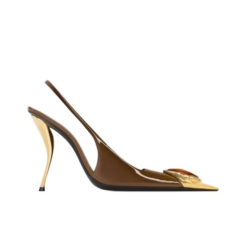 SAINT LAURENT LOULOU Slim Heel High Heels 11cm Women's Dark Brown-1