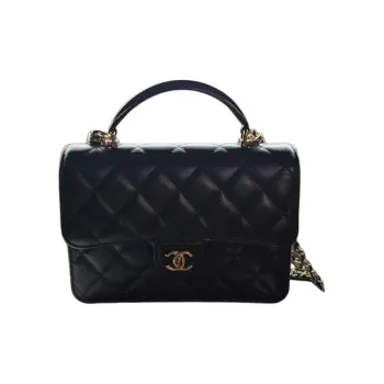 CHANEL Lambskin One Shoulder Handbags Women's Black