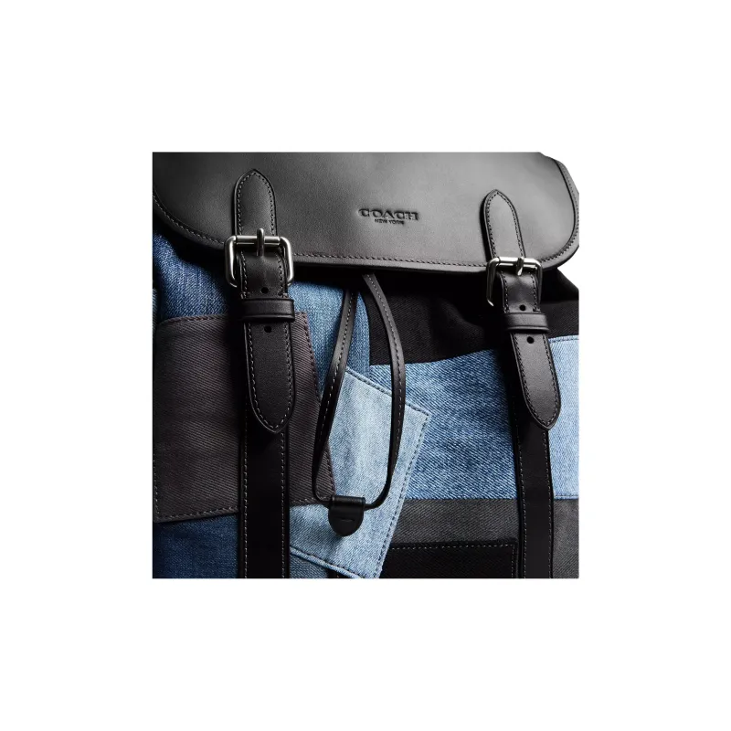 COACH Hitch Denim With Calfskin Backpack Tubas Men's Denim Multicolor-4
