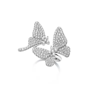HEFANG Garden 925 Sterling Silver Butterfly Dream Ring Women's