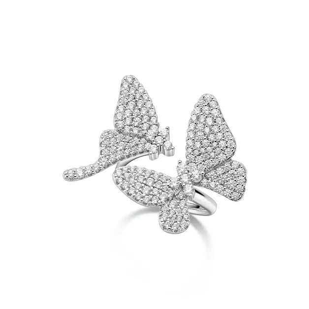 HEFANG Garden 925 Sterling Silver Butterfly Dream Ring Women's-0