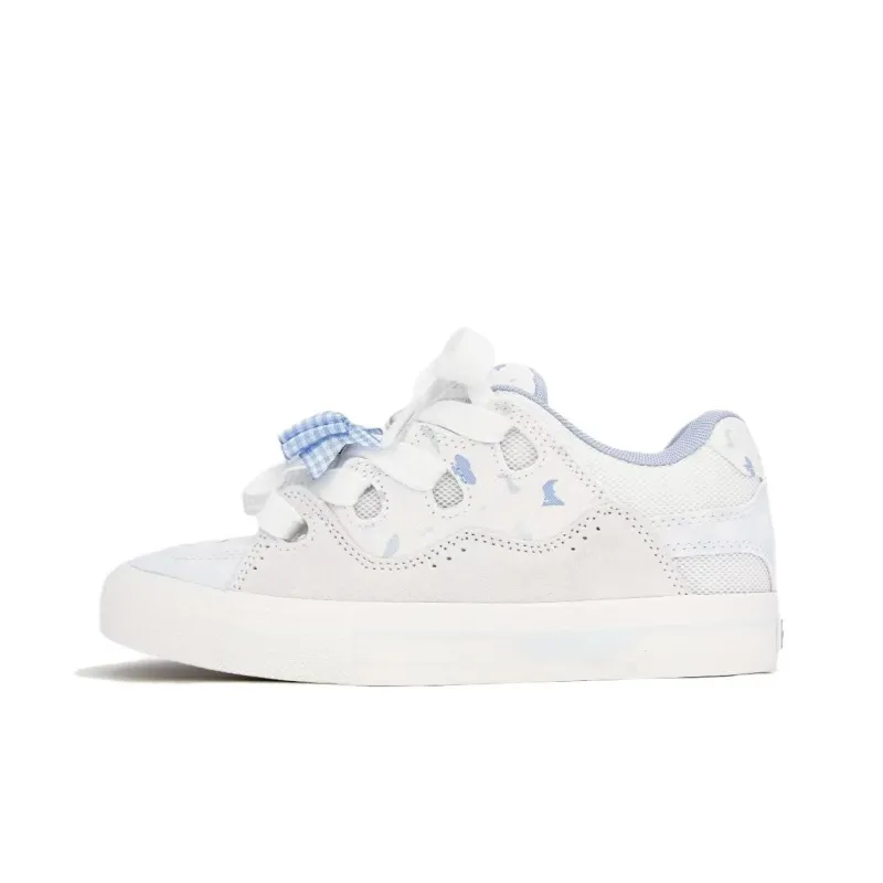 Topland Abrasion Resistant Low Top Skateboard Shoes Unisex White Blue-0