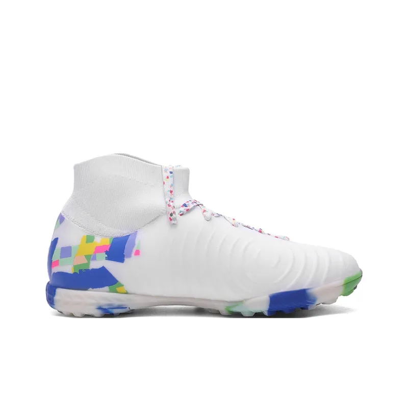 Kuding Soccer Shoes Unisex High Top White/Yellow/Blue-22