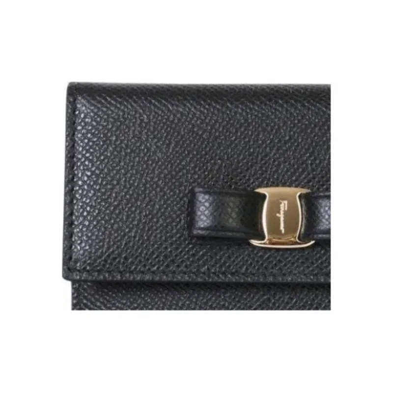 Ferragamo Vara Bow Small Card Holder Black-4