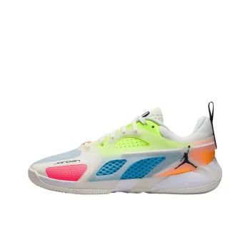 Jordan Heir Collection Anti Slip Wear Resistant Low Top Basketball Shoes Unisex White Green Blue