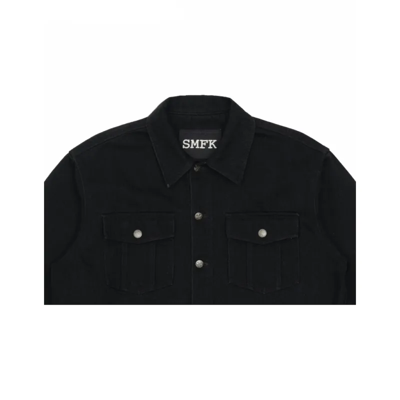 SMFK Shirts Unisex Black Denim Shopping Bag Included-2