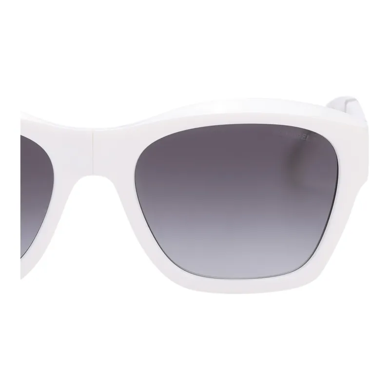 CHANEL Injection Molded Irregular Shape Sunglasses Women's White-3