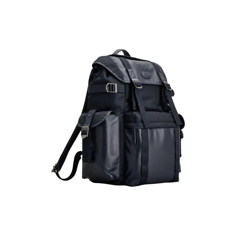 TOD'S Fabric With Leather Backpack Medium Size Men's Blue-1