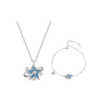 Kelanxi 999 Fine Silver Necklaces Women's Blue