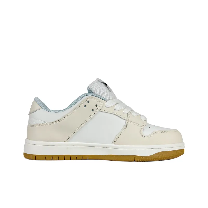 BKAE Anti Slip And Wear Resistant Lightweight Low Top Skateboard Shoes Unisex White Blue-1
