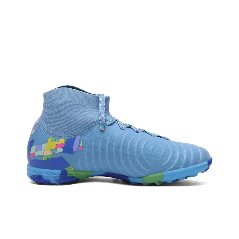 Kuding Soccer Shoes Unisex High Top White/Yellow/Blue-17