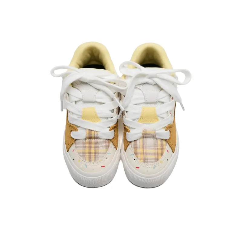 T628 Classic Vintage Puffy Shoes Abrasion Resistant Lightweight Slip Resistant Low Top Skateboard Shoes Women's-24