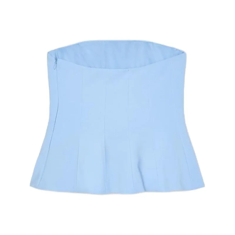 ZARA Strapless Top Women's Blue-1